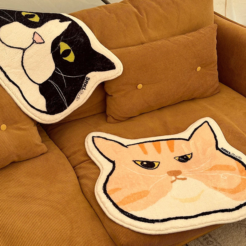 VIKAMA Cute Pet Short Pile Carpet Machine Washable Children's Room Play Area Baby Crawling Mat Ins Style Cat Design Home Decor