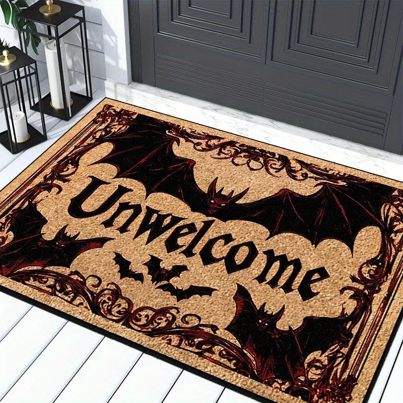 VIKAMA Halloween Carpet Bat Unwelcome Personality Carpet Door Mat Non-Slip Floor Mat Dark Series Outdoor Carpet Home Decoration