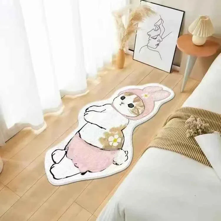 Cartoon Cat Carpet Plush Warm Bedside Blanket Cute Girlish