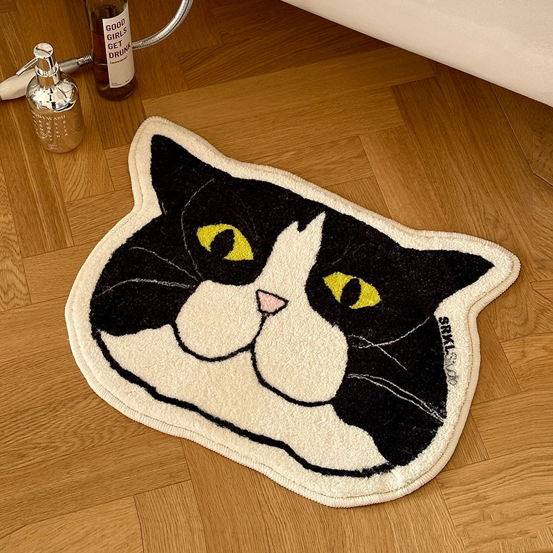 VIKAMA Cute Pet Short Pile Carpet Machine Washable Children's Room Play Area Baby Crawling Mat Ins Style Cat Design Home Decor