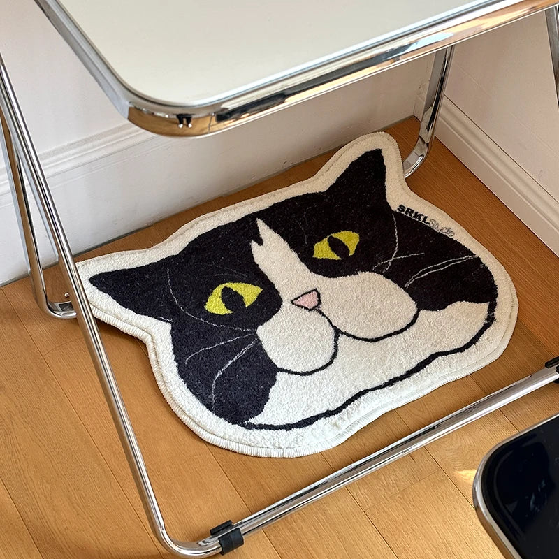 VIKAMA Cute Pet Short Pile Carpet Machine Washable Children's Room Play Area Baby Crawling Mat Ins Style Cat Design Home Decor