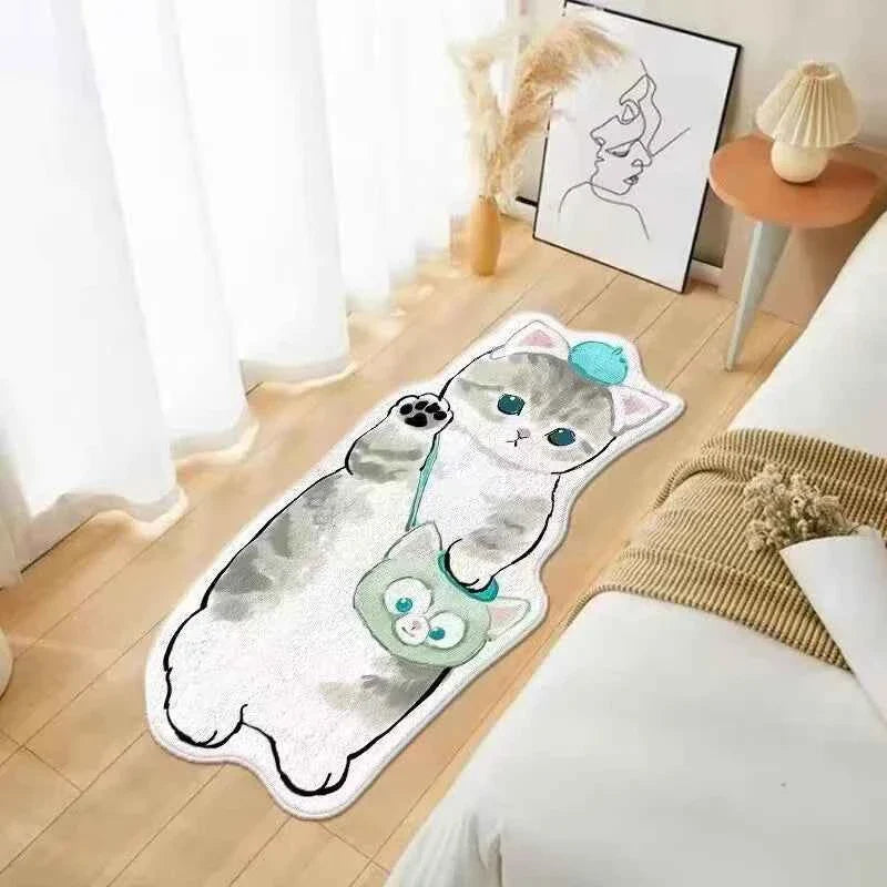 Cartoon Cat Carpet Plush Warm Bedside Blanket Cute Girlish