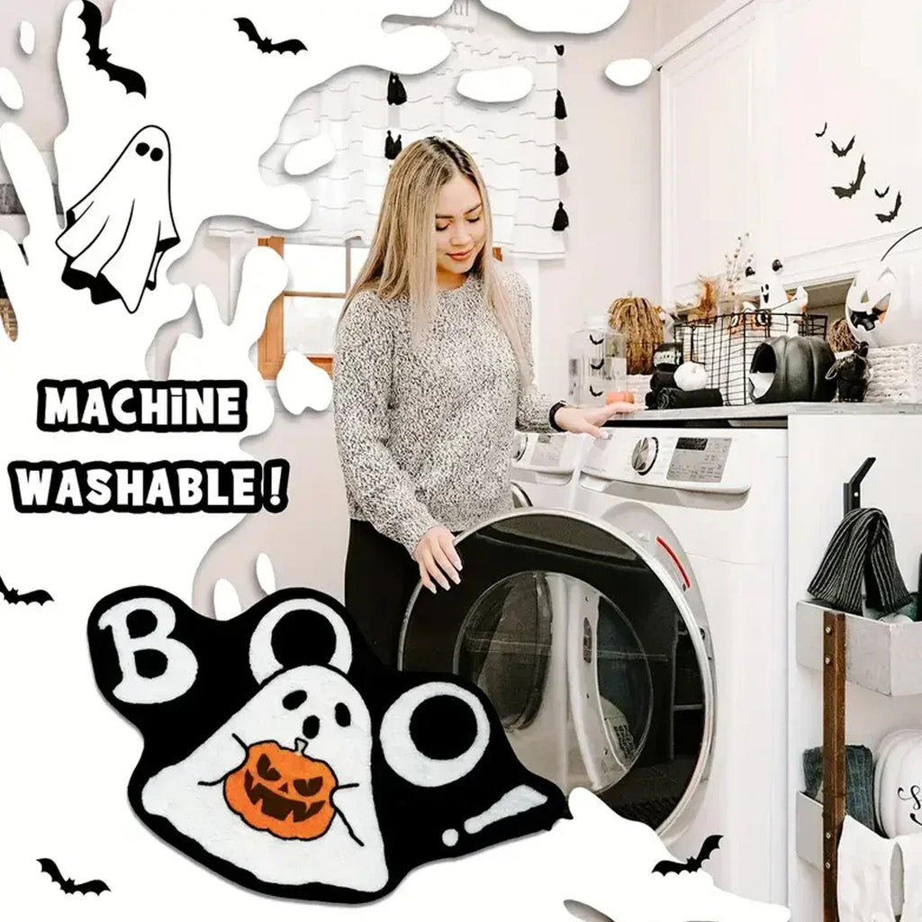 VIKAMA Ghost Halloween Carpet Soft Non-Slip Washable Entrance Door Mat Gothic Home Halloween Decor Bathroom Rug Home Decor