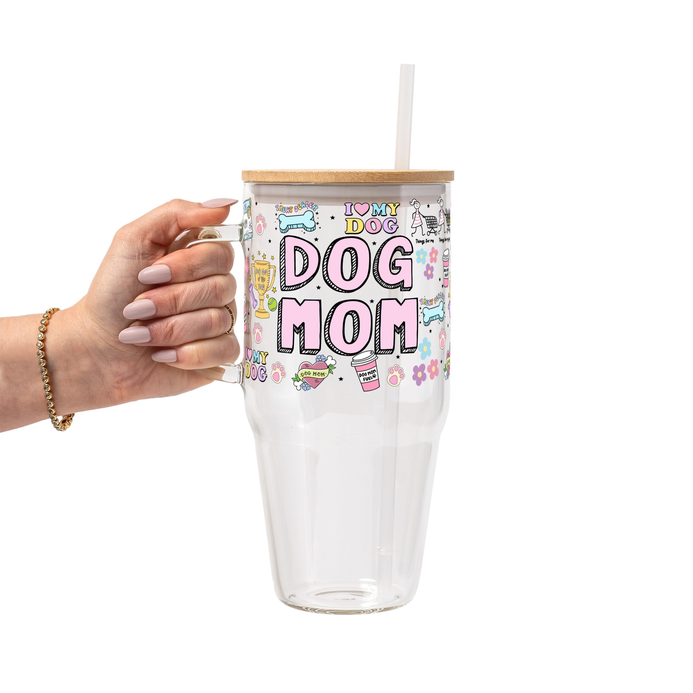 Dog Mom Doodles Glass Cup