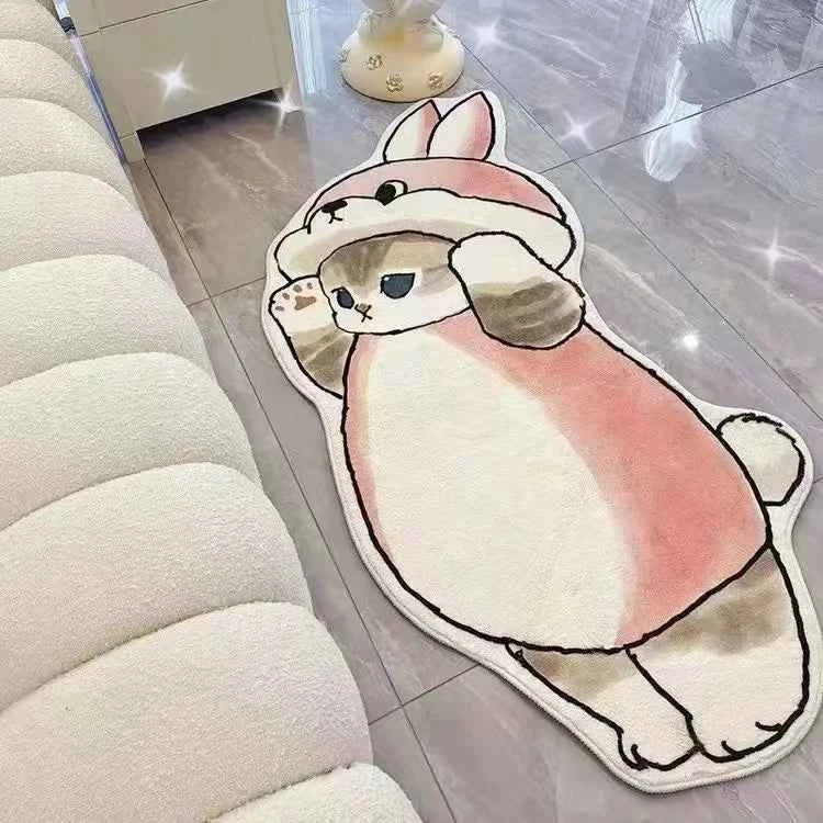 Cartoon Cat Carpet Plush Warm Bedside Blanket Cute Girlish