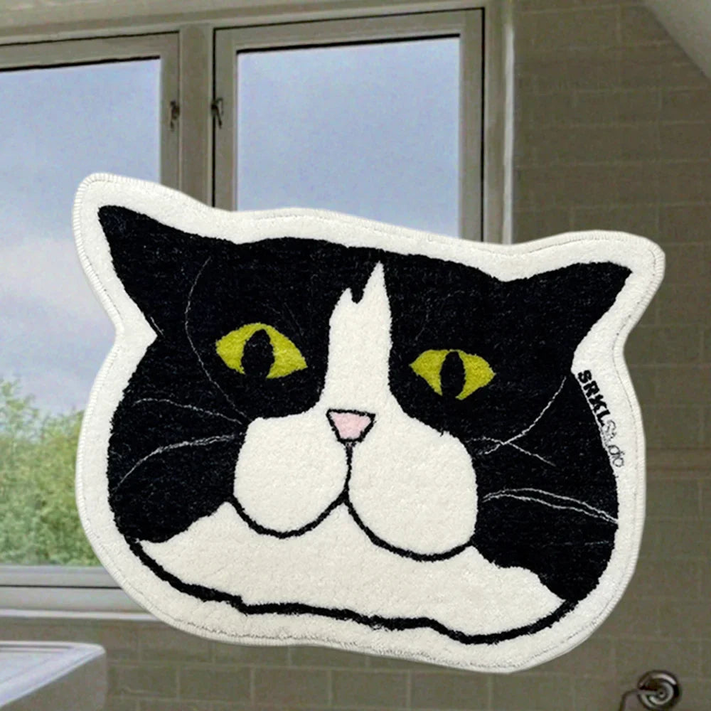VIKAMA Cute Pet Short Pile Carpet Machine Washable Children's Room Play Area Baby Crawling Mat Ins Style Cat Design Home Decor