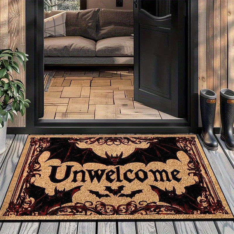 VIKAMA Halloween Carpet Bat Unwelcome Personality Carpet Door Mat Non-Slip Floor Mat Dark Series Outdoor Carpet Home Decoration