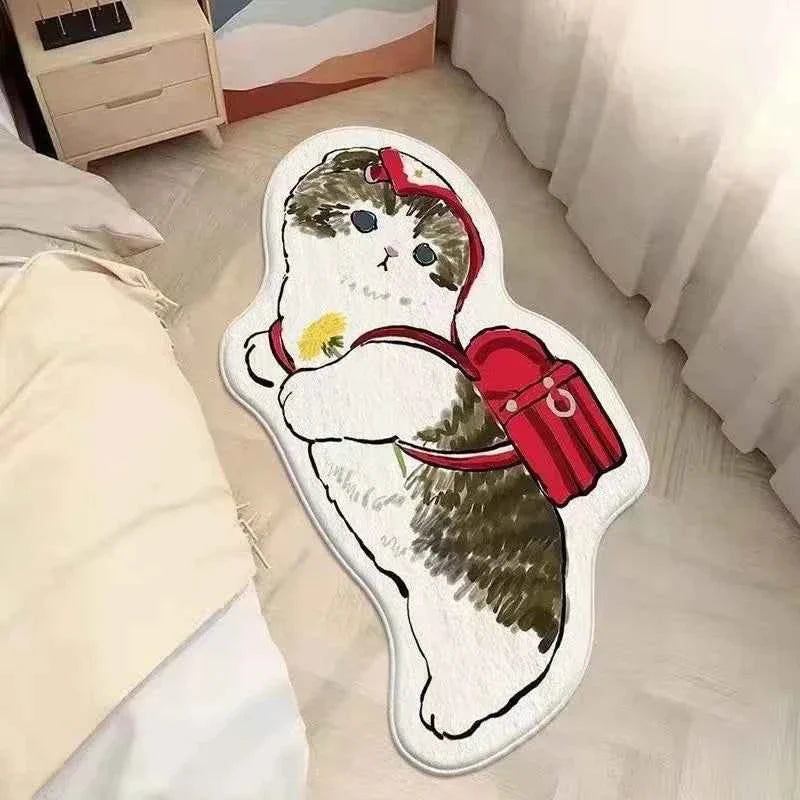 Cartoon Cat Carpet Plush Warm Bedside Blanket Cute Girlish