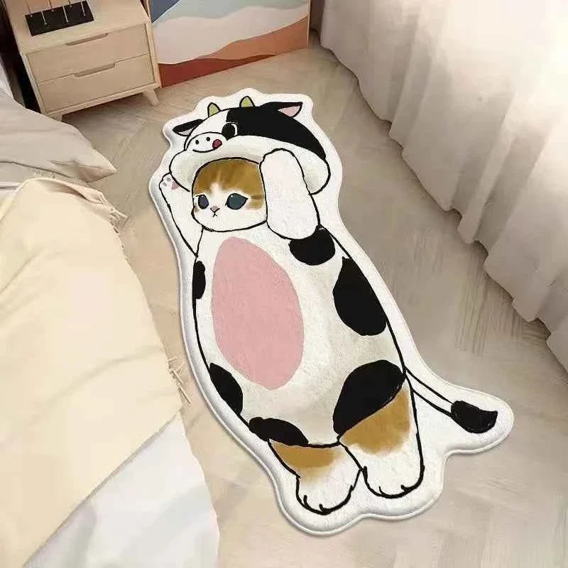 Cartoon Cat Carpet Plush Warm Bedside Blanket Cute Girlish