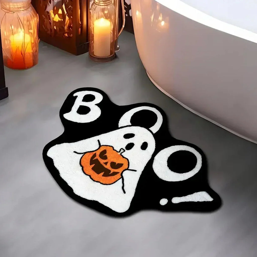 VIKAMA Ghost Halloween Carpet Soft Non-Slip Washable Entrance Door Mat Gothic Home Halloween Decor Bathroom Rug Home Decor