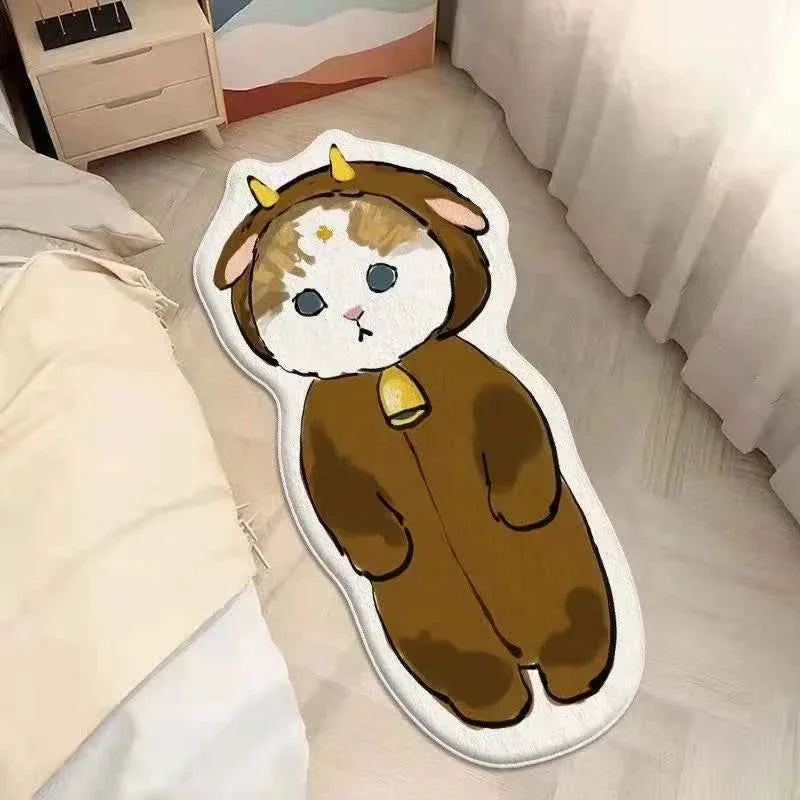 Cartoon Cat Carpet Plush Warm Bedside Blanket Cute Girlish