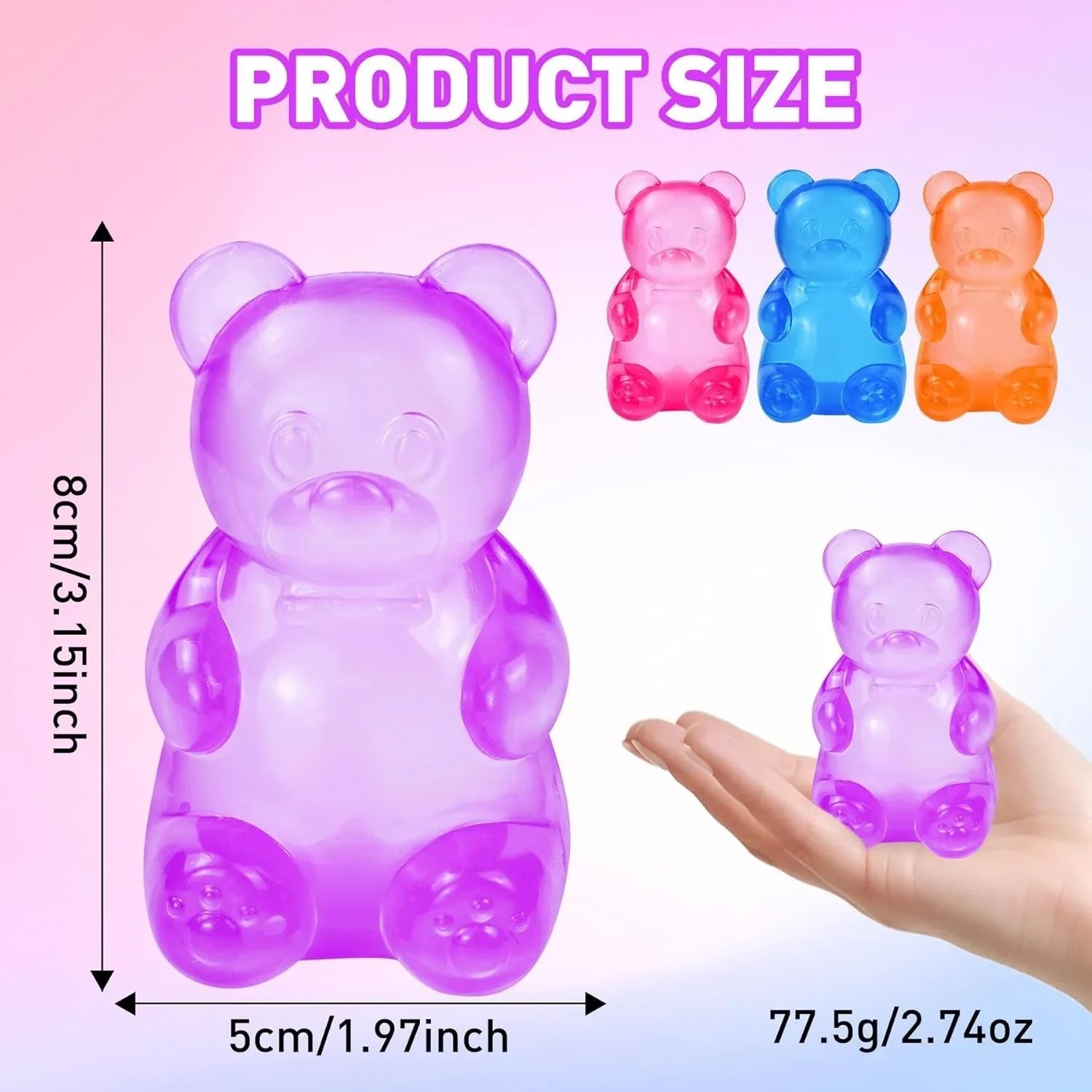 Gummy Bear Squishy Stress Ball | Sugar Filled Ultra Soft Decompression Toy