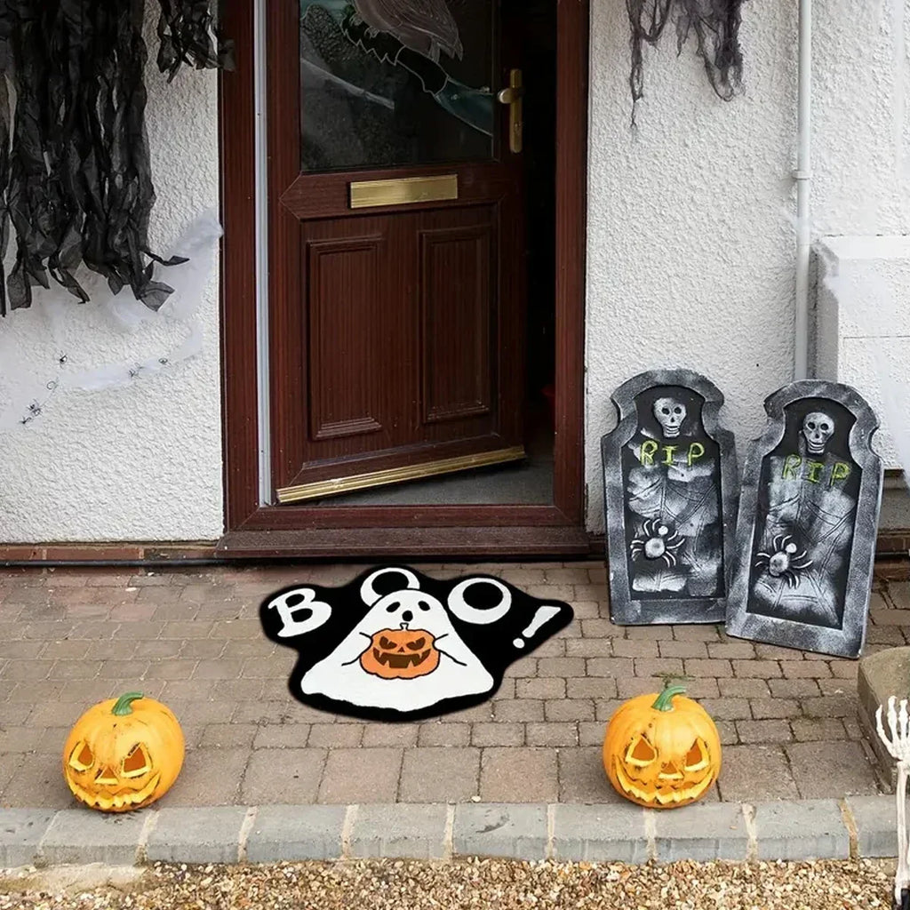 VIKAMA Ghost Halloween Carpet Soft Non-Slip Washable Entrance Door Mat Gothic Home Halloween Decor Bathroom Rug Home Decor