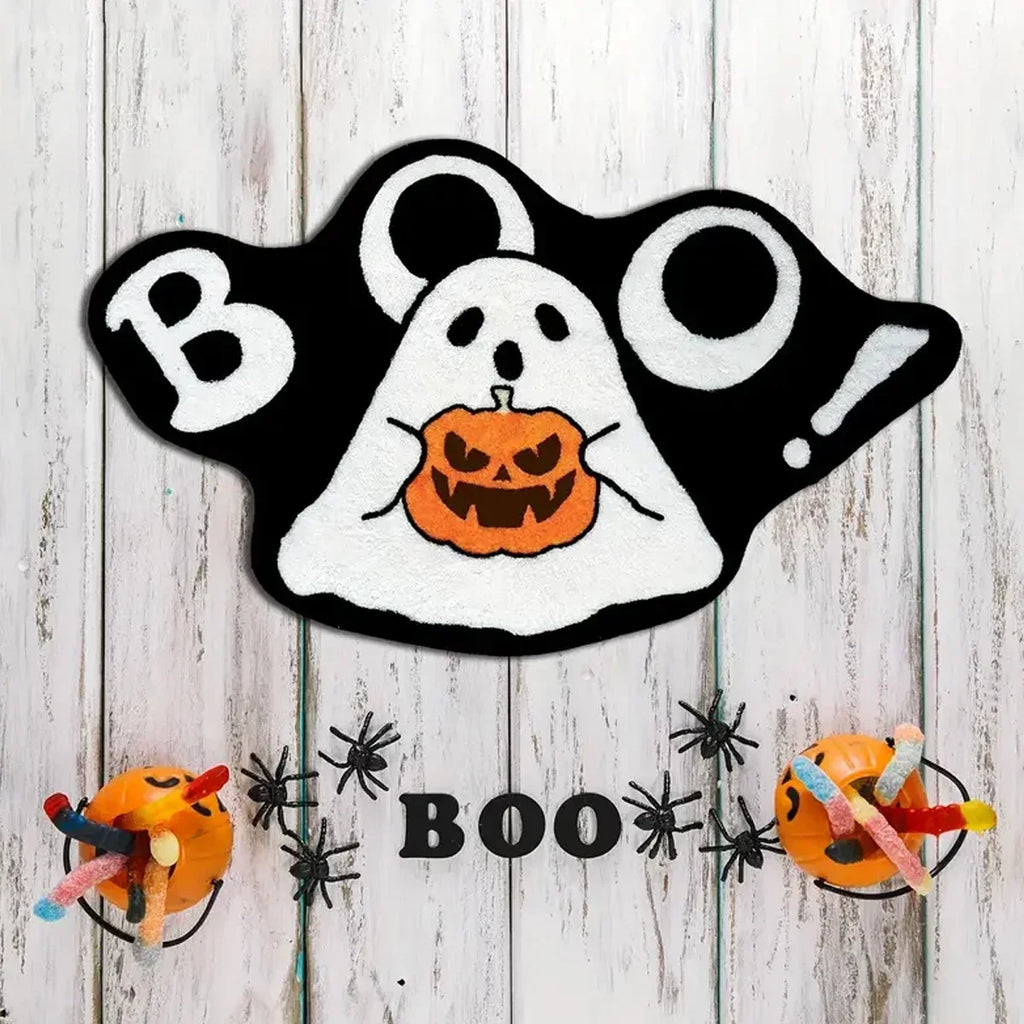 VIKAMA Ghost Halloween Carpet Soft Non-Slip Washable Entrance Door Mat Gothic Home Halloween Decor Bathroom Rug Home Decor