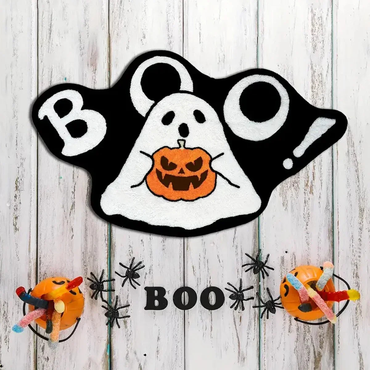 VIKAMA Ghost Halloween Carpet Soft Non-Slip Washable Entrance Door Mat Gothic Home Halloween Decor Bathroom Rug Home Decor