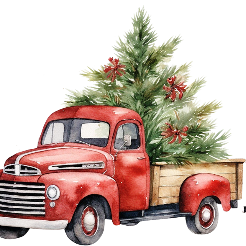 Red Christmas Trucks Glass Cup, Mug & Tumbler with Lid and Straw