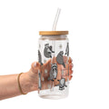 Coffee Loving Raccoon Glass Cup, Mug & Tumbler with Lid and Straw