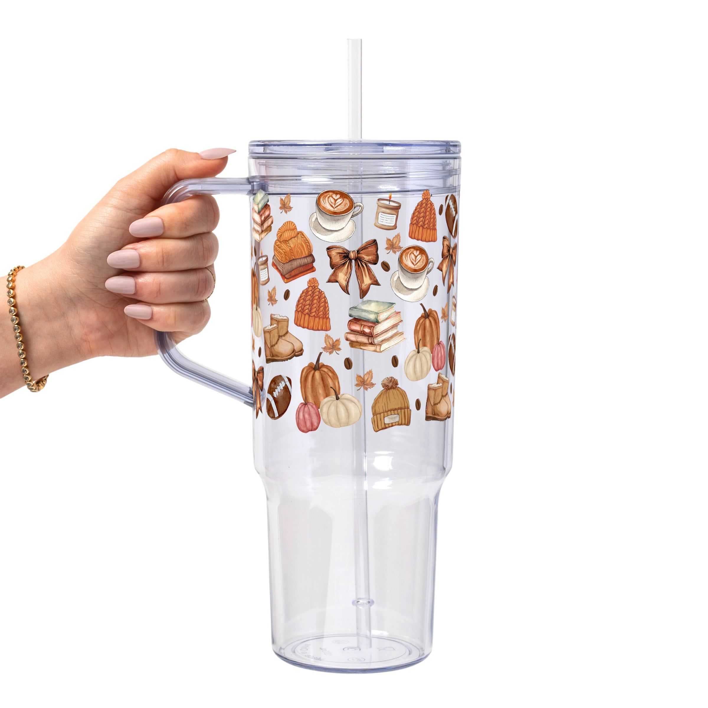 Pumpkin Spice Fall Glass Cup, Mug & Tumbler with Lid and Straw