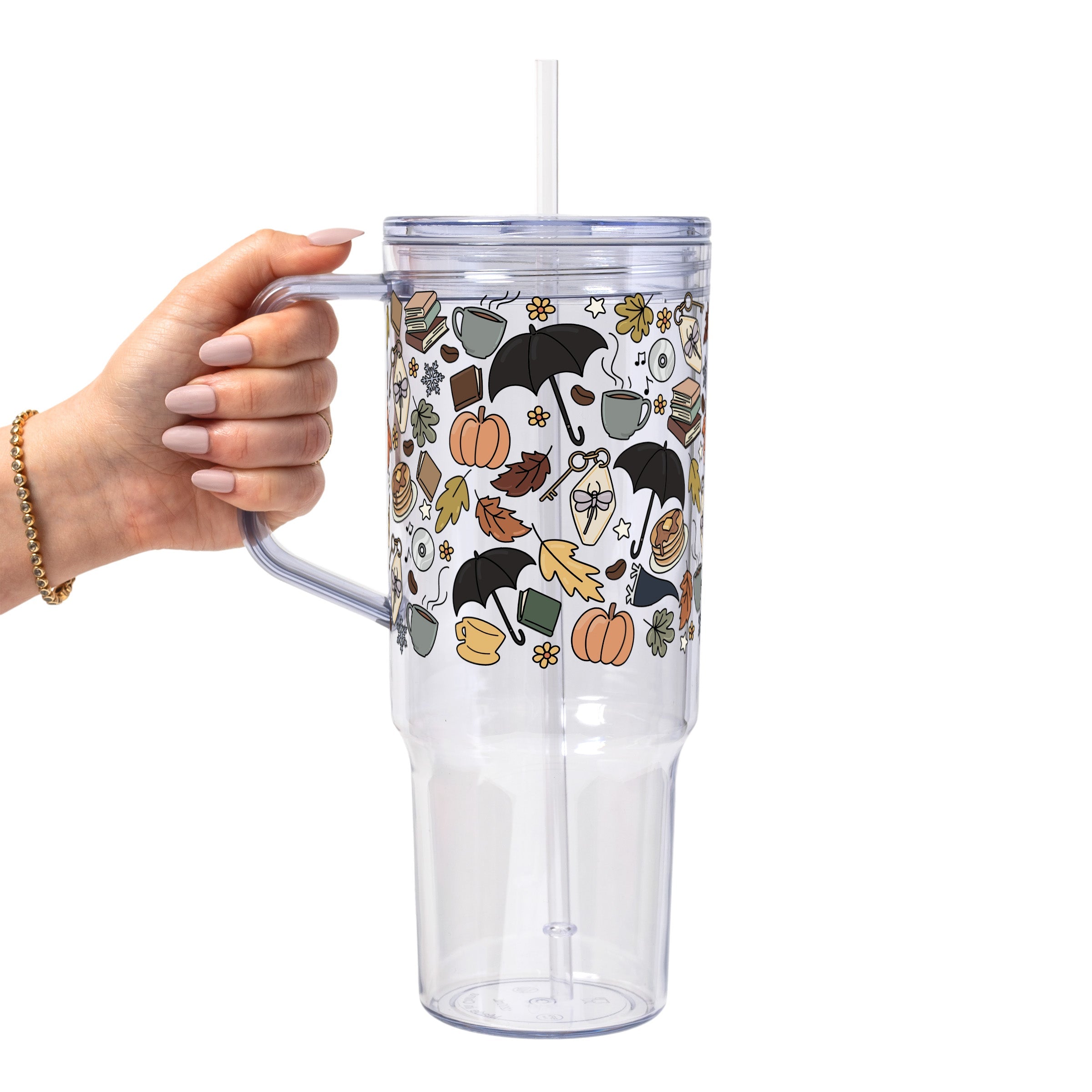 Fall Girls Glass Cup, Mug & Tumbler with Lid and Straw