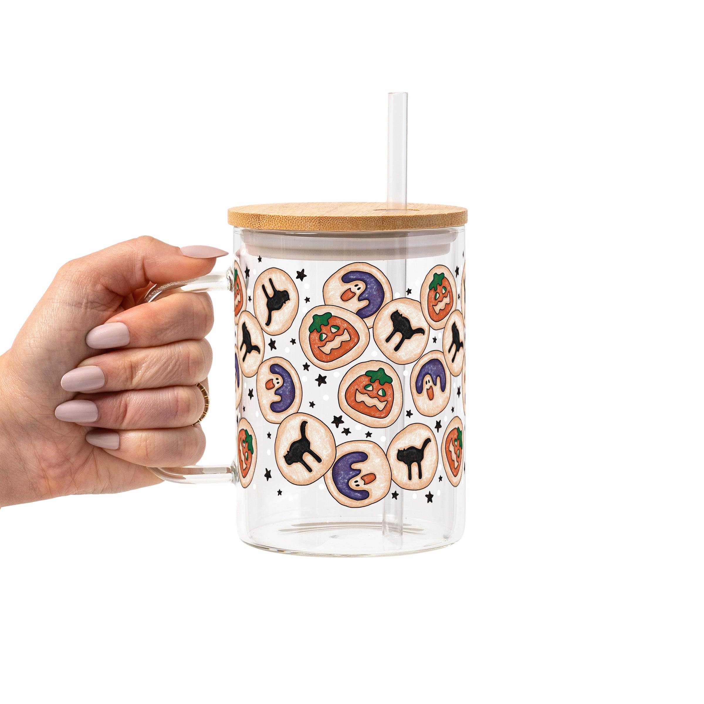 Spooky Sugar Cookies Glass Cup, Mug & Tumbler with Lid and Straw