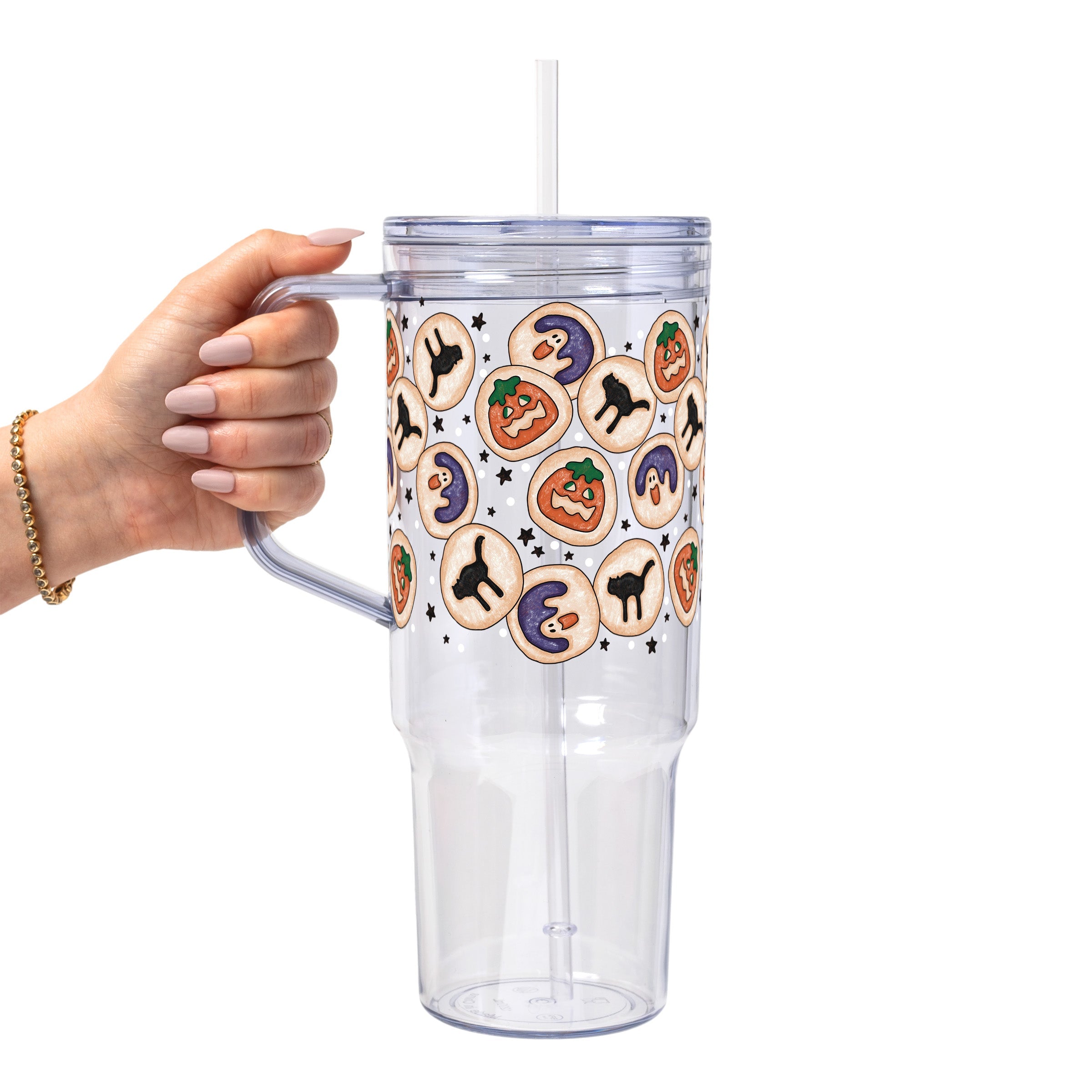 Spooky Sugar Cookies Glass Cup, Mug & Tumbler with Lid and Straw