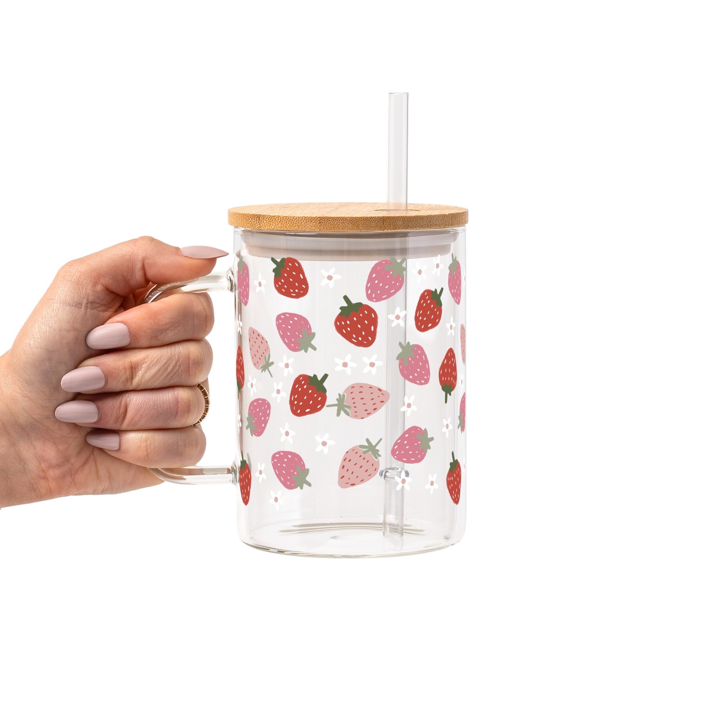 Spring 2025 Aesthetic Glass Cup, Mug & Tumbler with Lid and Straw