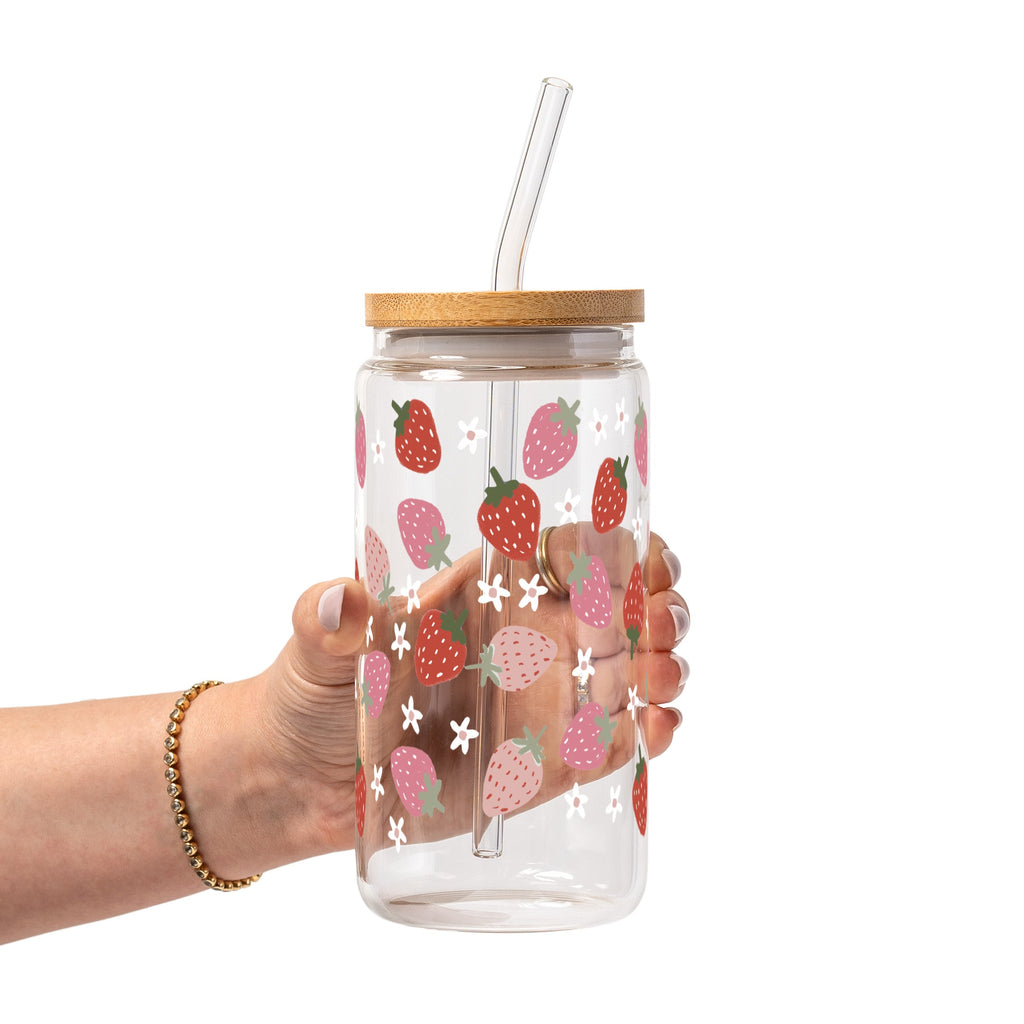 Spring 2025 Aesthetic Glass Cup, Mug & Tumbler with Lid and Straw