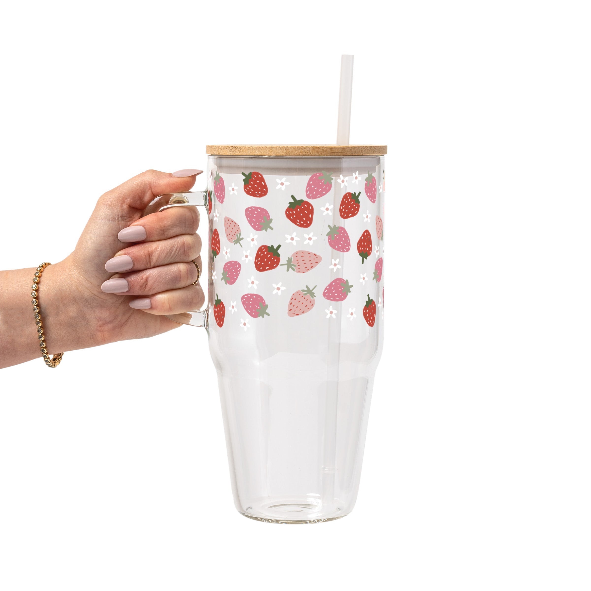 Spring 2025 Aesthetic Glass Cup, Mug & Tumbler with Lid and Straw