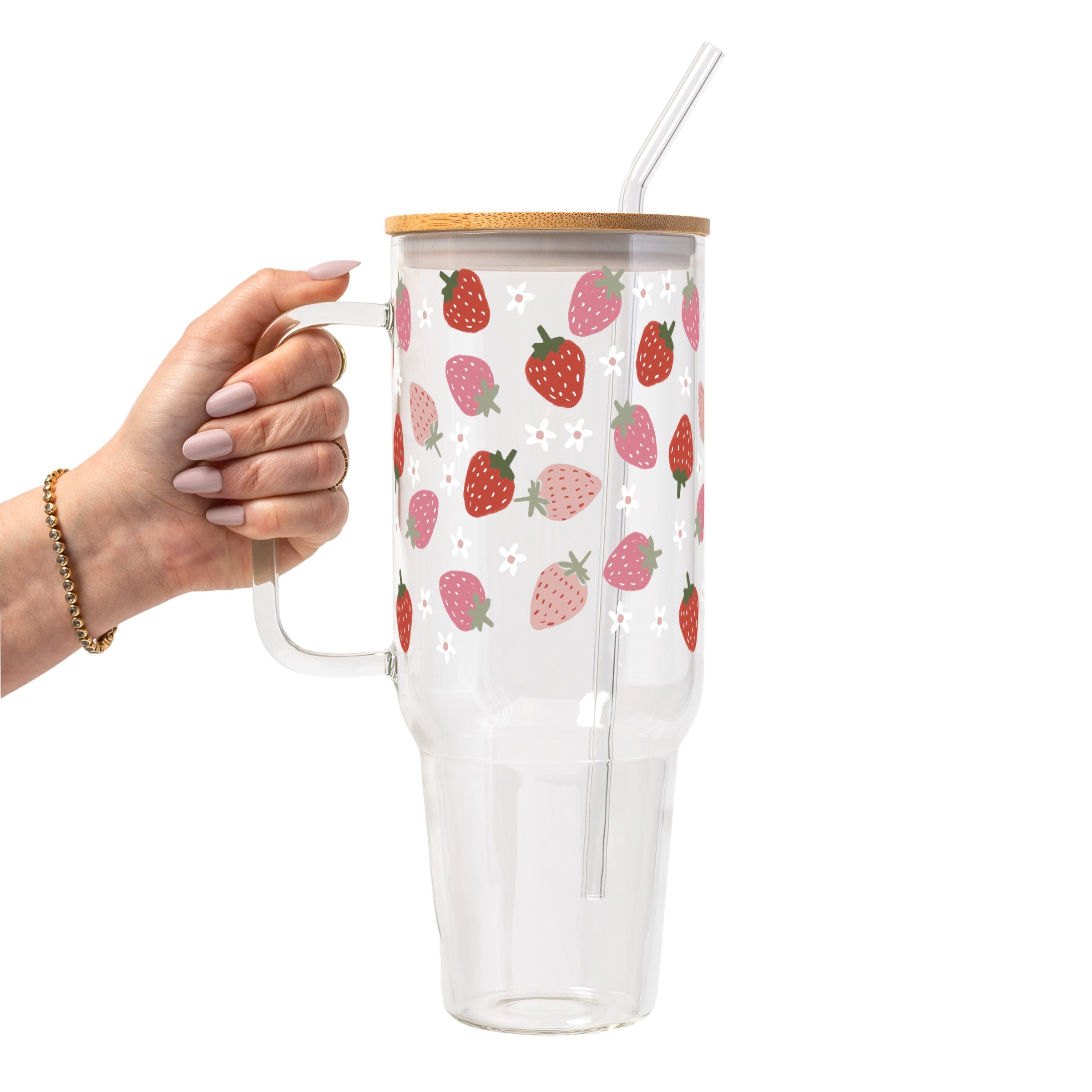 Spring 2025 Aesthetic Glass Cup, Mug & Tumbler with Lid and Straw
