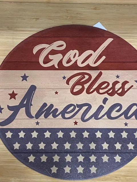 Patriotic Welcome Sign – 11" Round MDF Wall Hanging