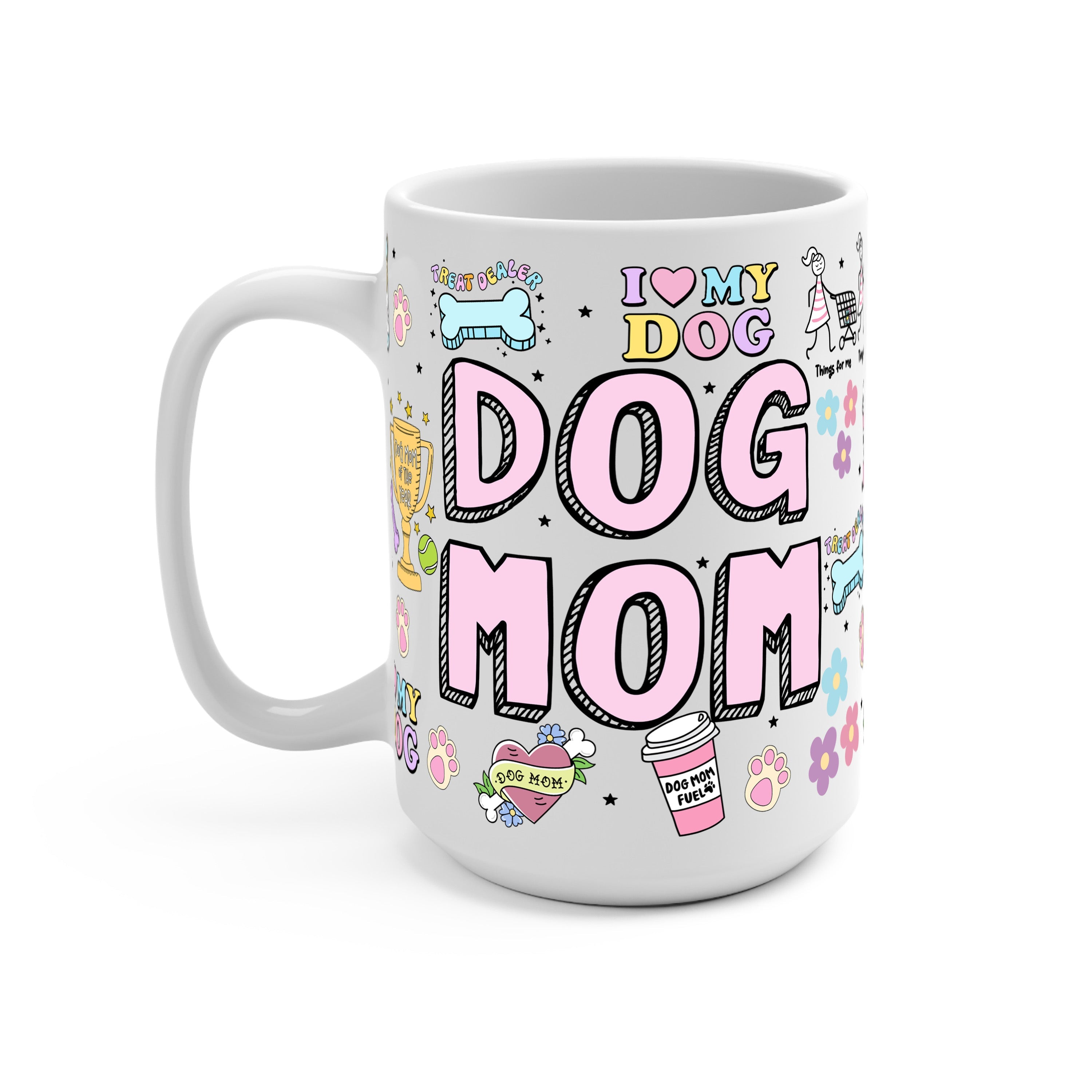 Dog Mom Doodles Glass Cup