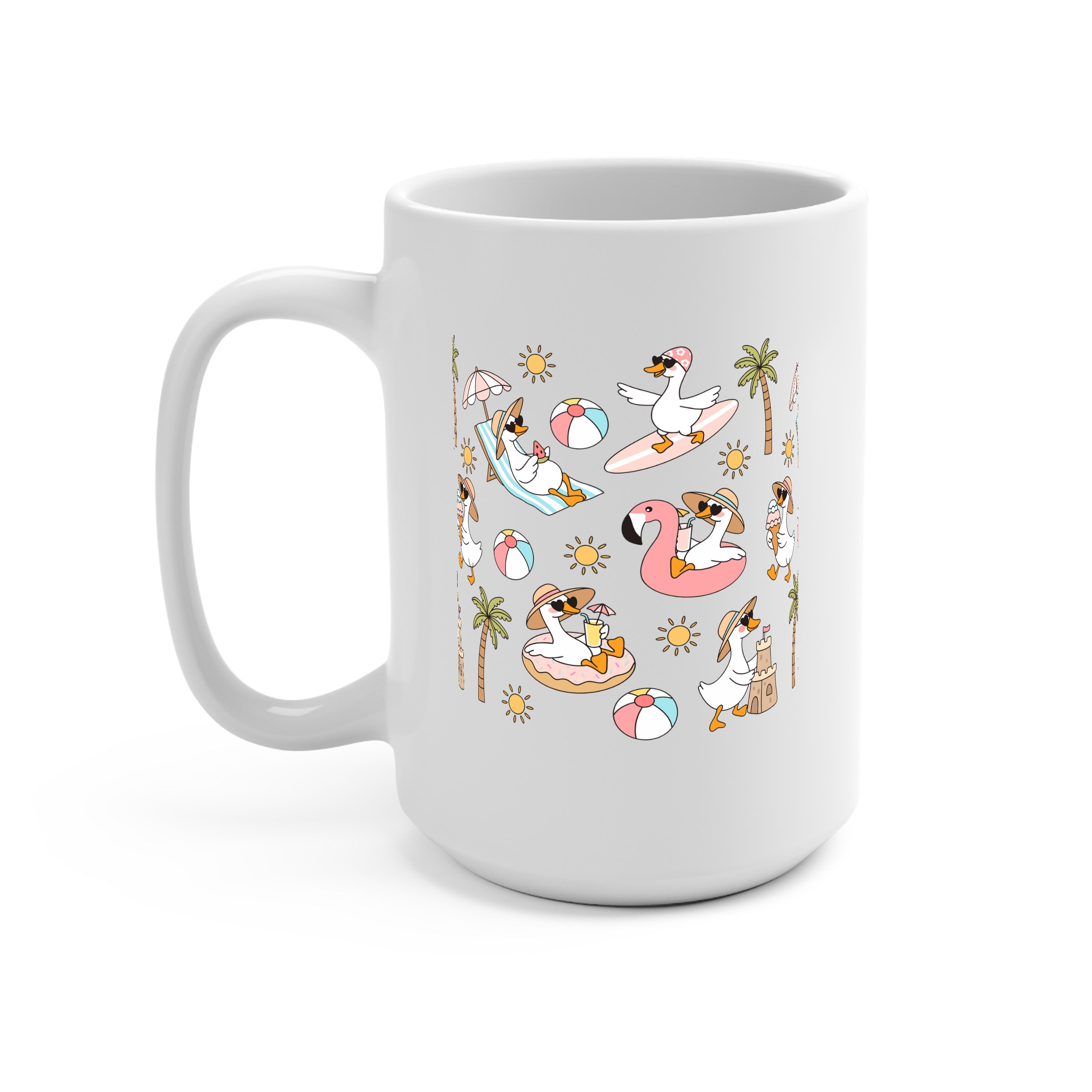 Summer Geese Glass Cup, Mug & Tumbler with Lid and Straw