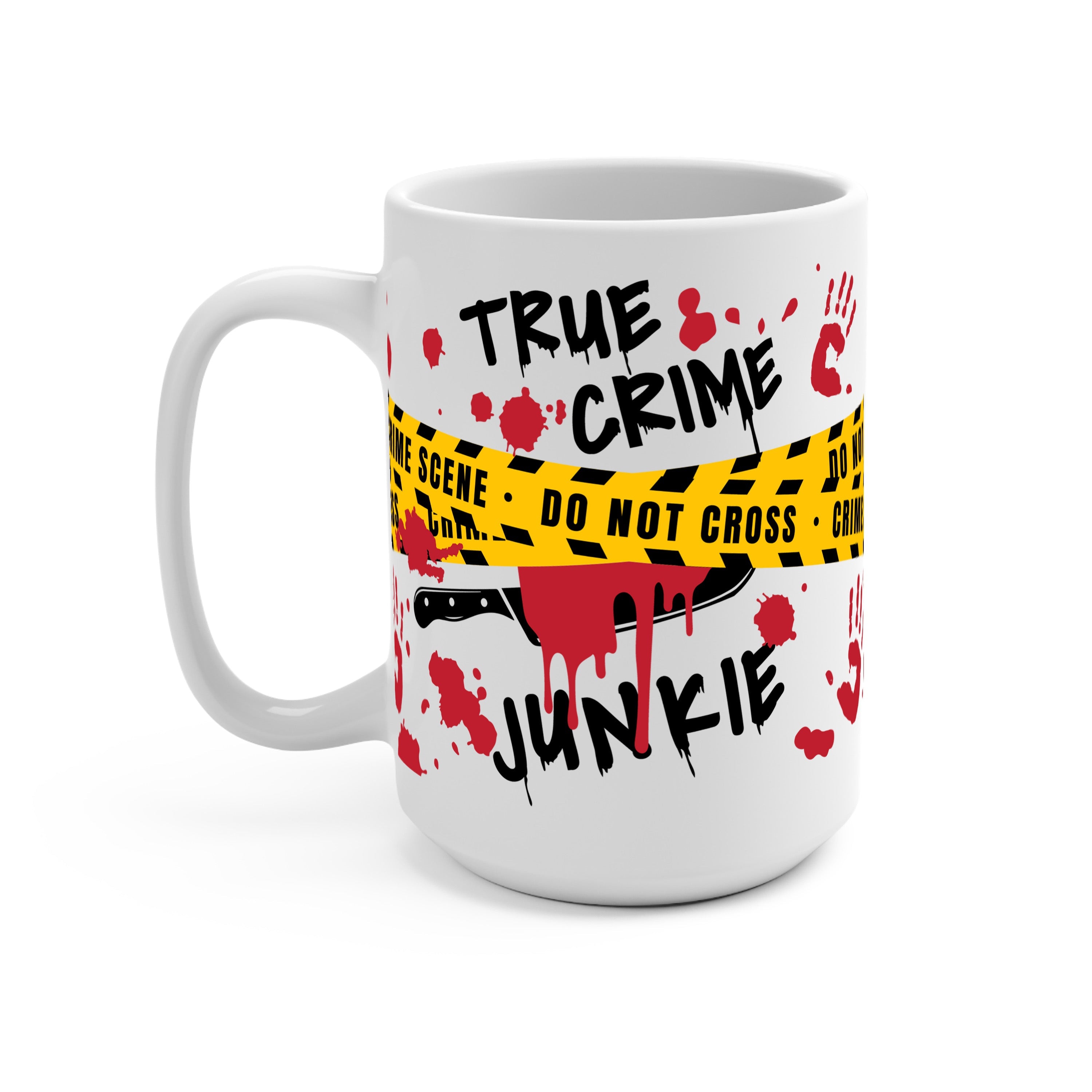 True Crime Junkie Glass Cup, Mug & Tumbler with Lid and Straw