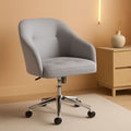 Light Gray Velvet Desk Chair With Adjustable Tilt Arm