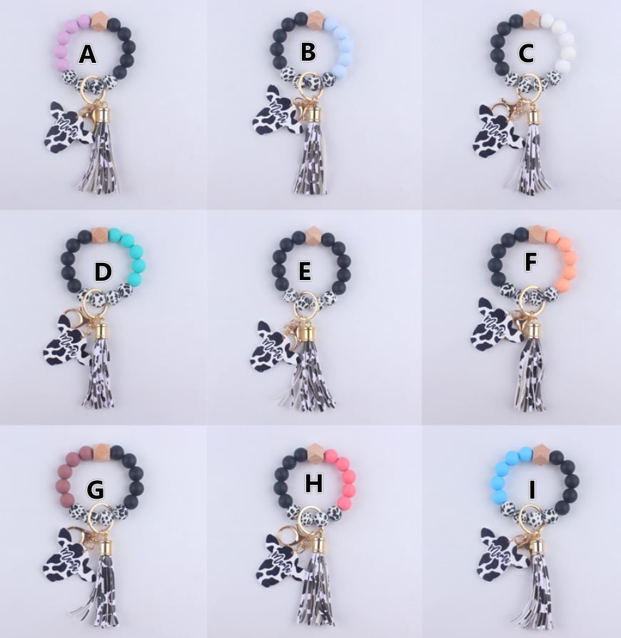 CUSTOM COW THEMED MOM KEYCHAIN BRACELET - AMAZING QUALITY