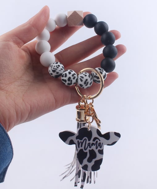 CUSTOM COW THEMED MOM KEYCHAIN BRACELET - AMAZING QUALITY