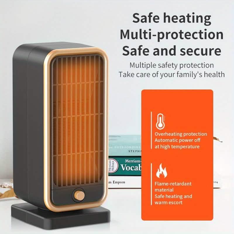 500W Portable Ceramic Space Heater with Safety Tip-Over Protection – Square Design