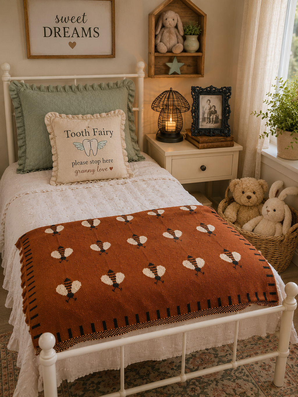 Primitives by Kathy Woven Bee Throw Blanket – Moody Vintage Rust