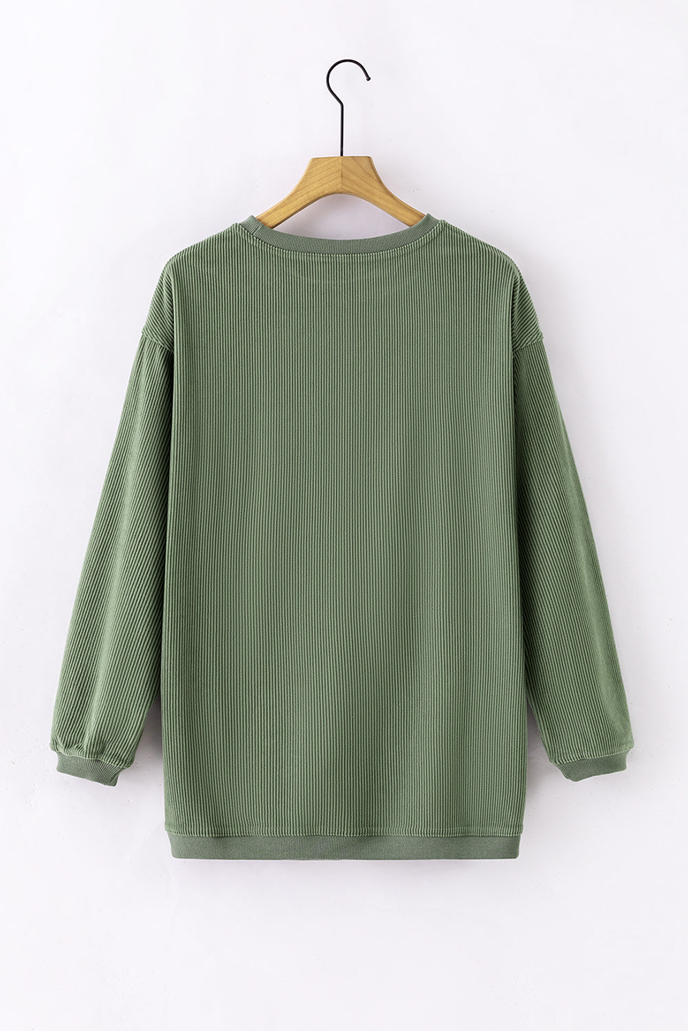 Solid Ribbed Corduroy Long Sleeve Oversized Sweatshirt
