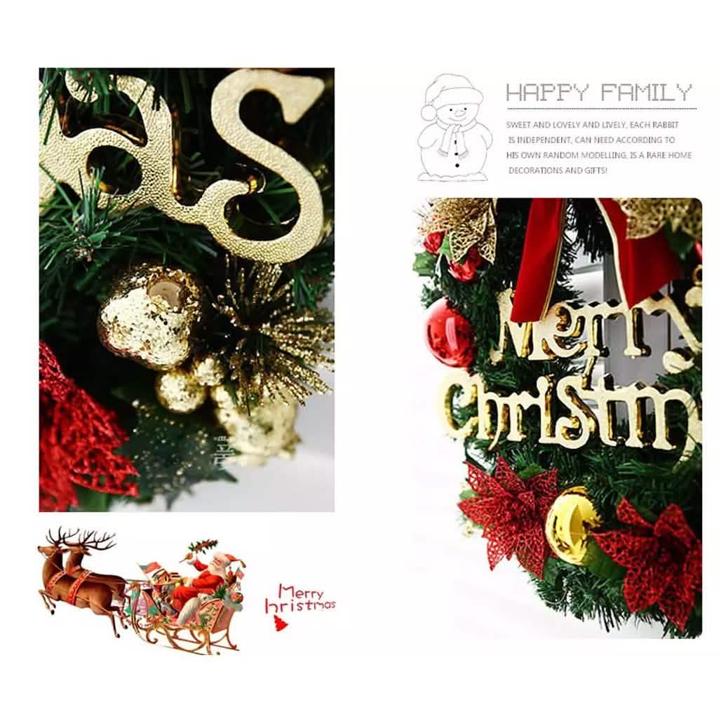 Christmas Xmas Wreath Home Door Wall Ornament Garland Bowknot Party Decoration
