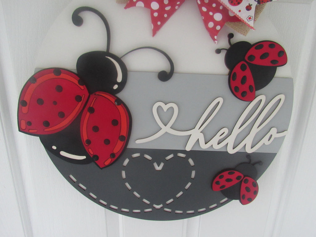 Ladybug Decor - Door Hanger Welcome Sign