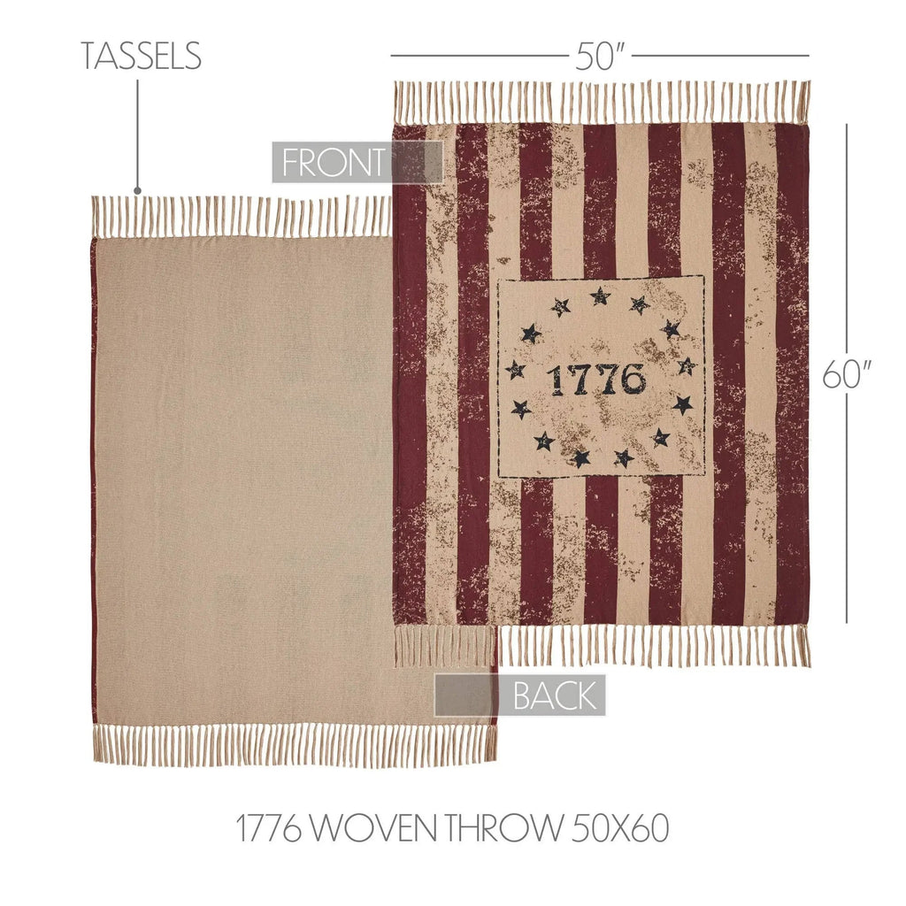1776 Patriotic Woven Throw Blanket 50x60