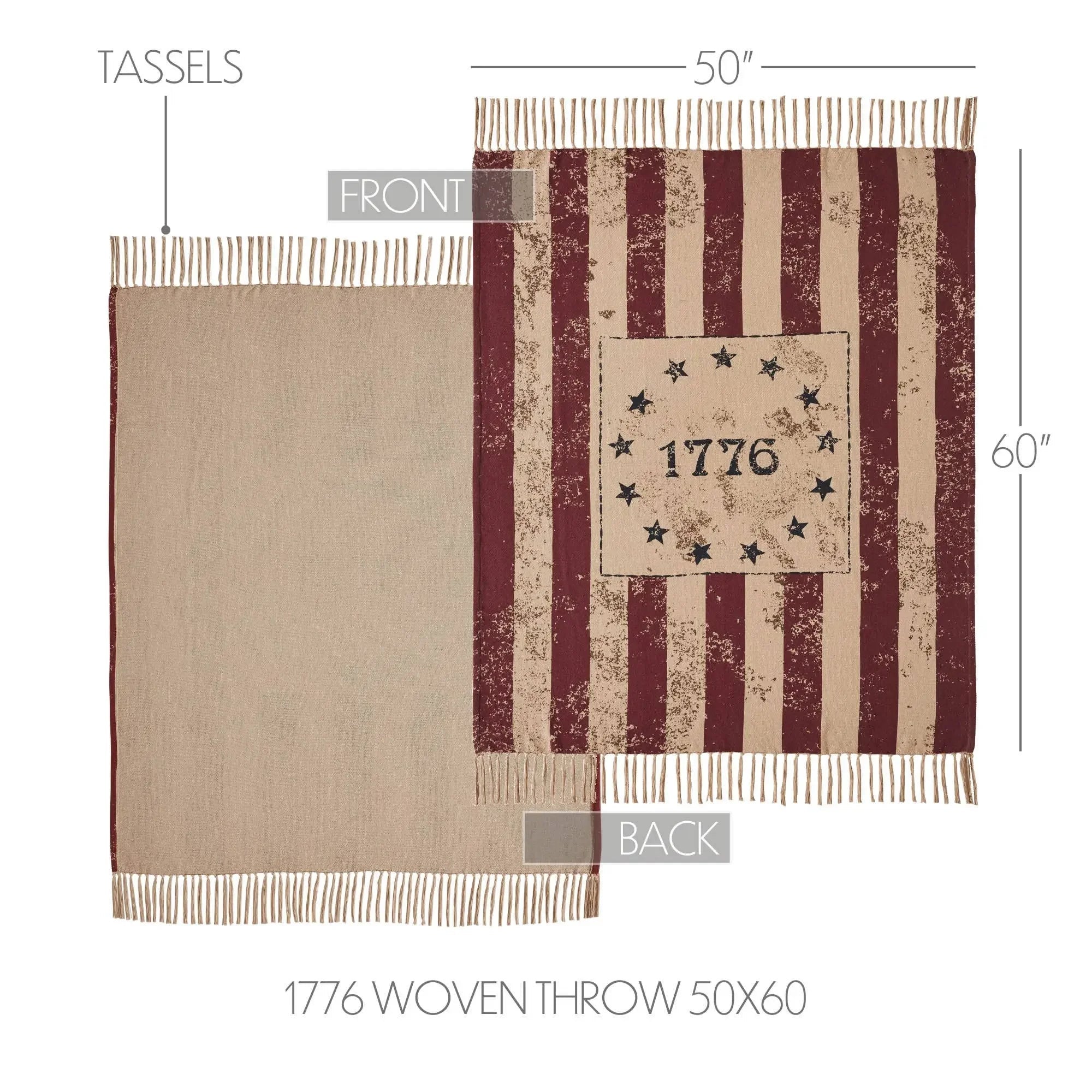 1776 Patriotic Woven Throw Blanket 50x60