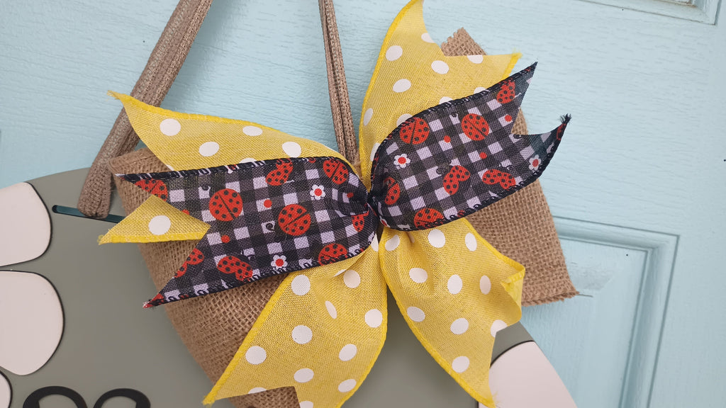Ladybug Sign – Welcome Friends Door Hanger with Bow