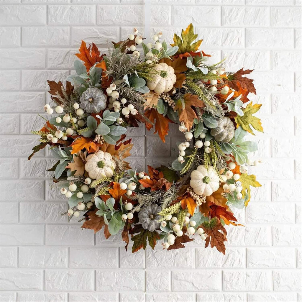 Front Door Autumn Pumpkin Maple Leaves Wreaths