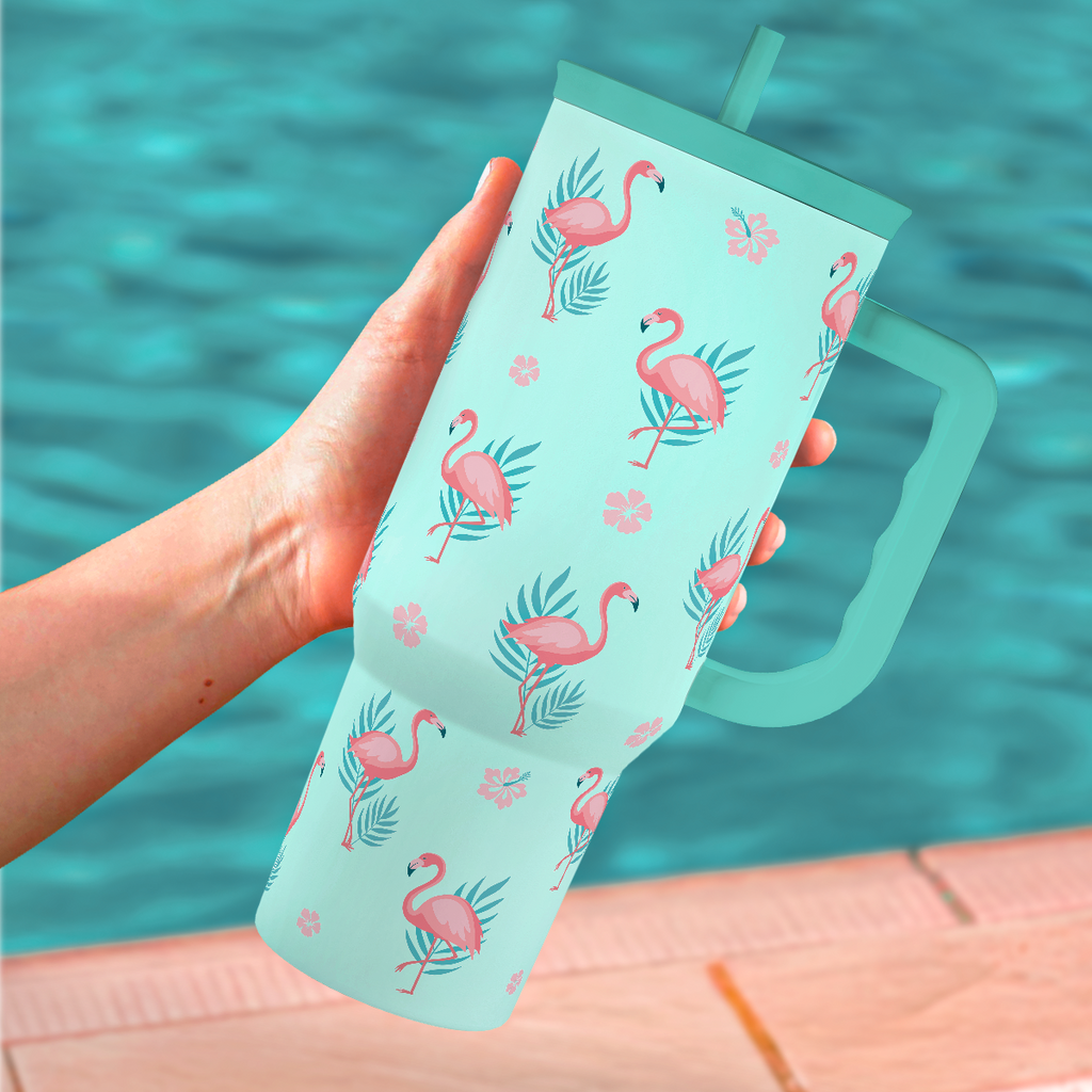 Mint Flamingo Slidemate | Slider Tumbler with Handle 40oz
