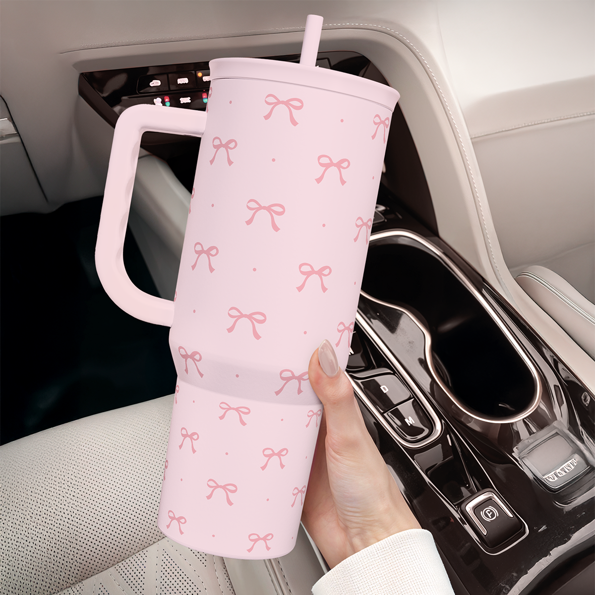 Pink Bow Slidemate | Slider Tumbler with Handle 40oz