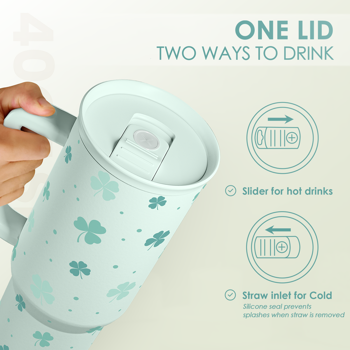 Mint Shamrock Slidemate | Slider Tumbler with Handle 40oz