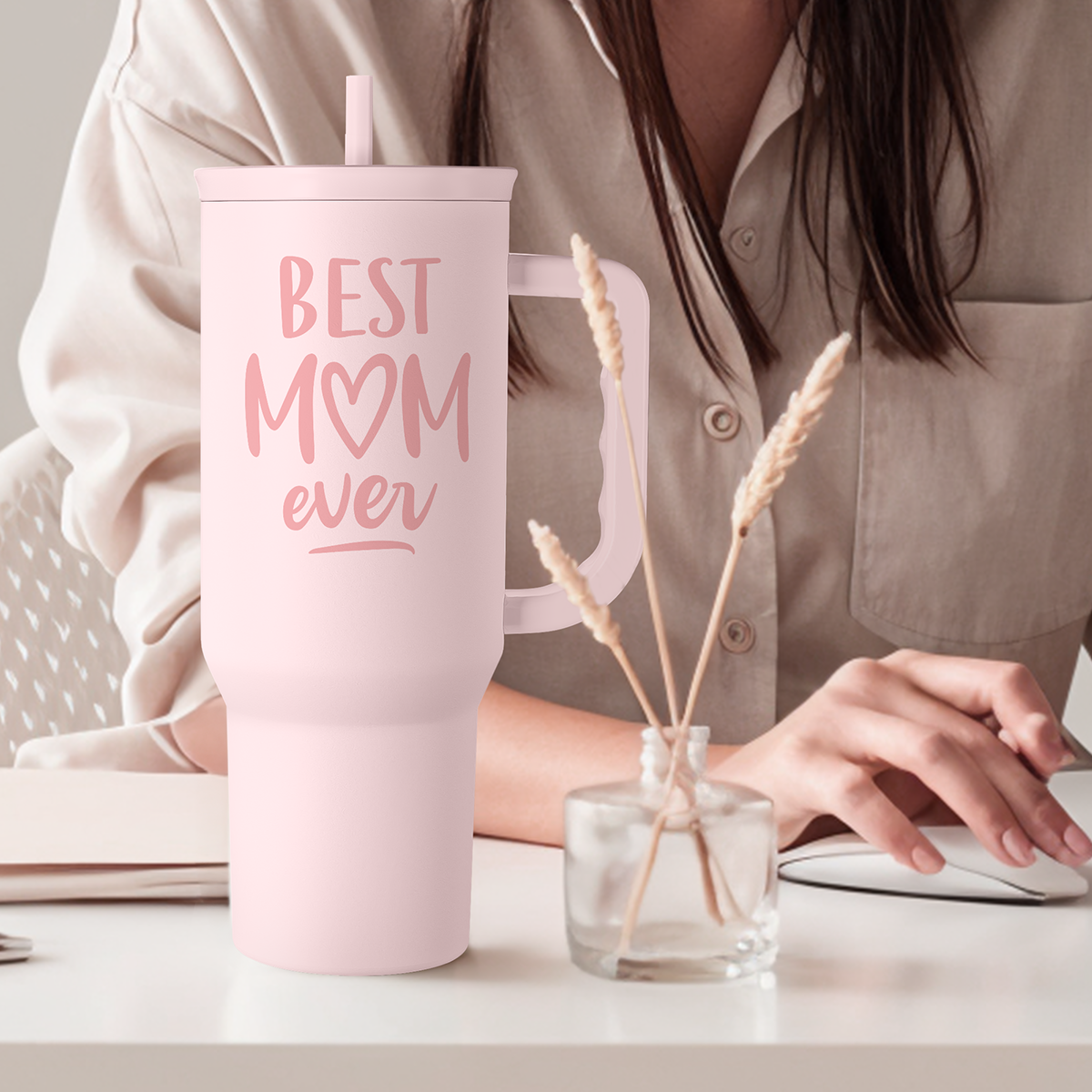 Pink Best Mom Ever Slidemate | Slider Tumbler with Handle 40oz