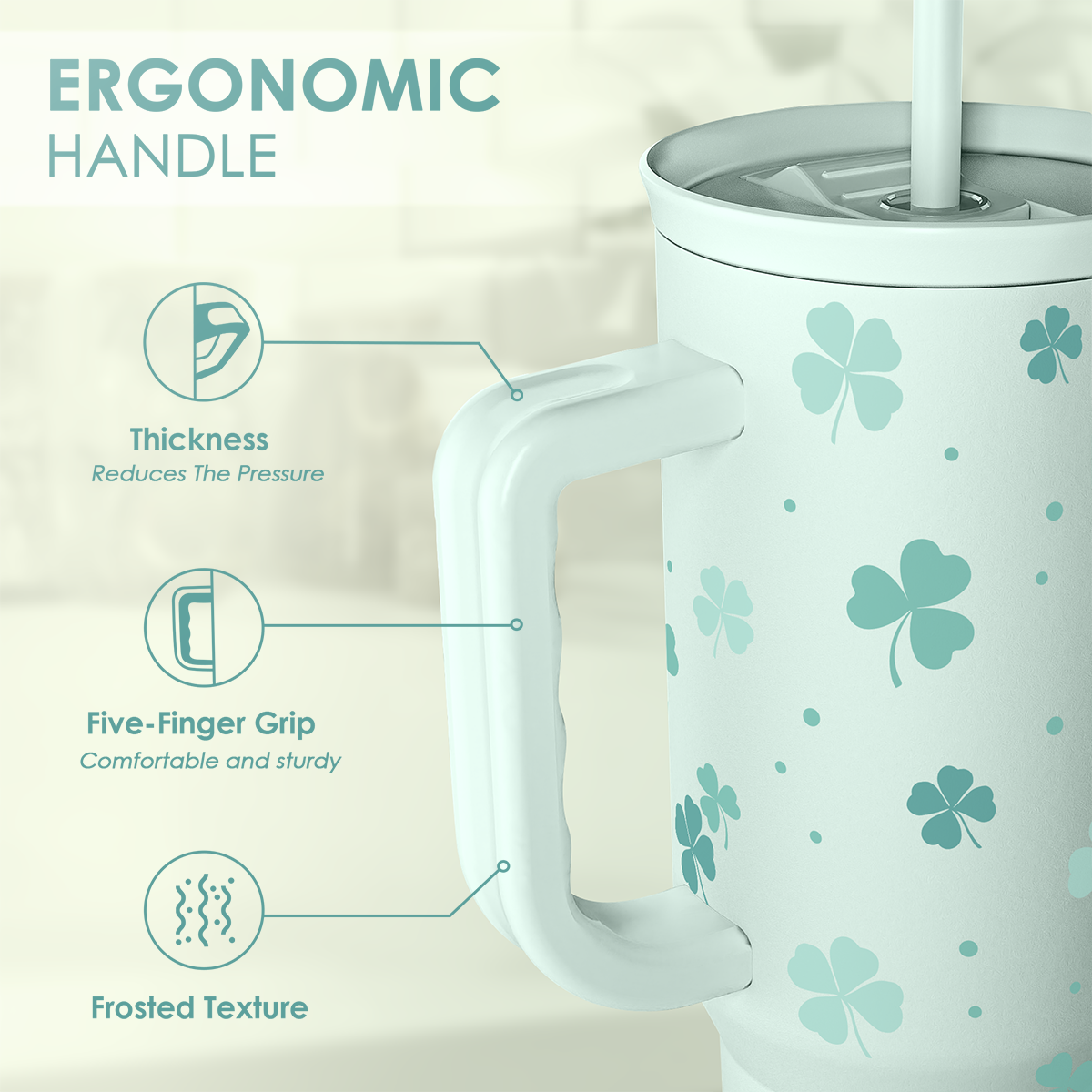 Mint Shamrock Slidemate | Slider Tumbler with Handle 40oz